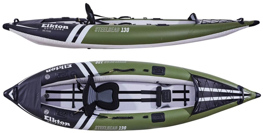 Product image A display of the Elkton Outdoors Steelhead Fishing Kayak
