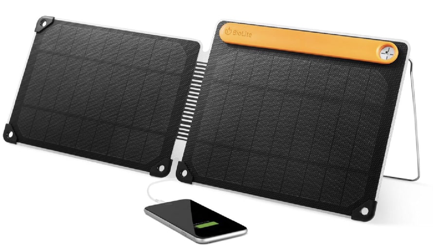 Product display A display of the BioLite SolarPanel 10+