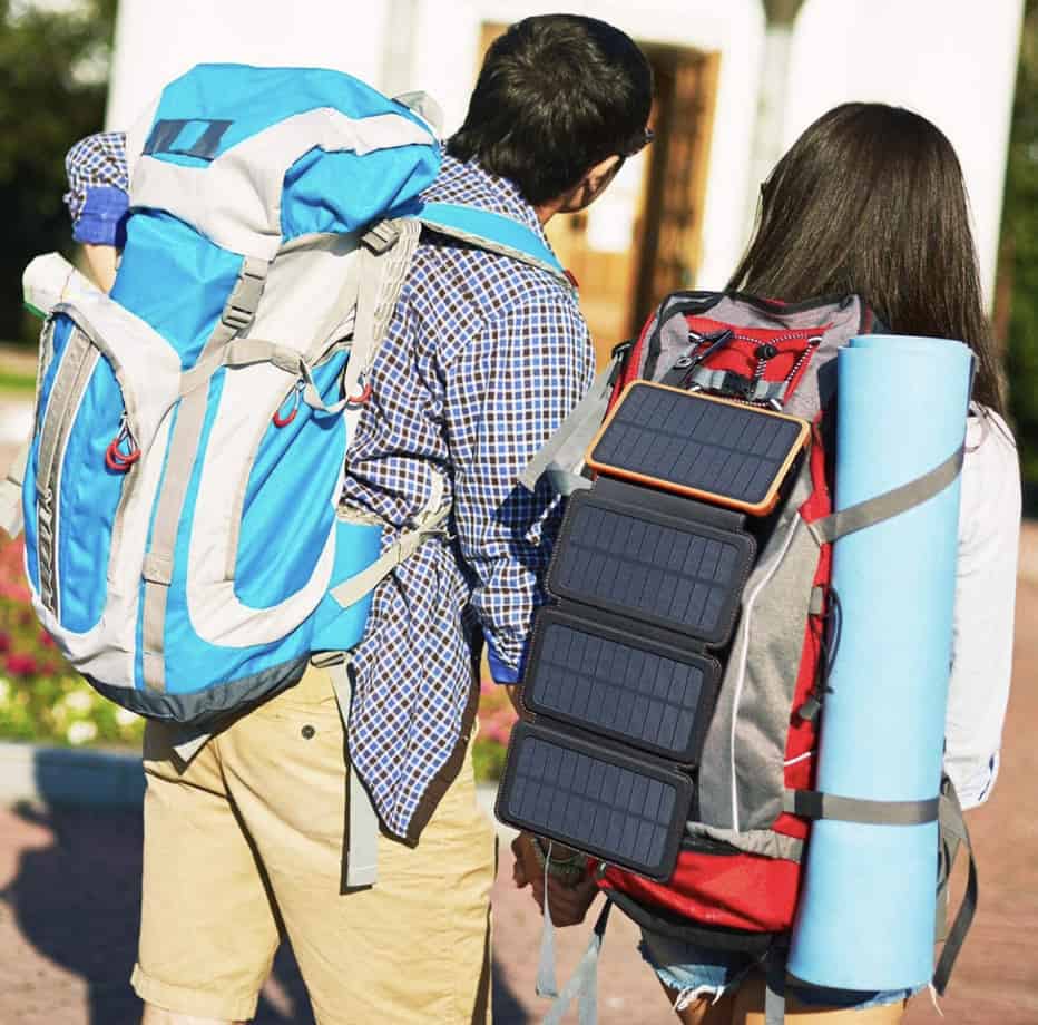 17 Best Solar Chargers for Backpacking - 2023 11 A display of Hiluckey Portable Solar Charger in use