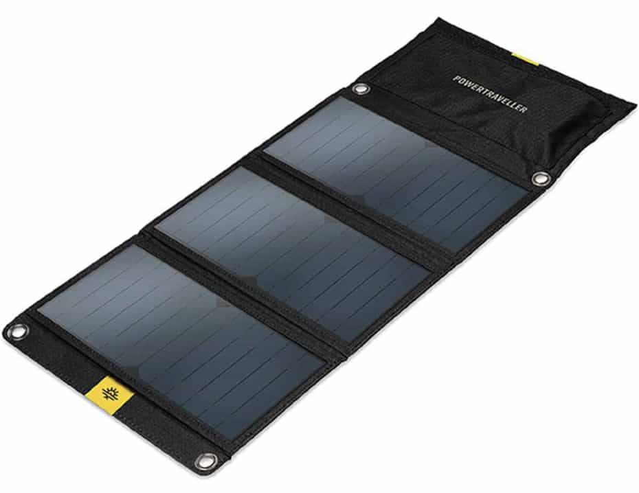 Product display A display of the PowerTreveller Falcon 21 Solar Panel