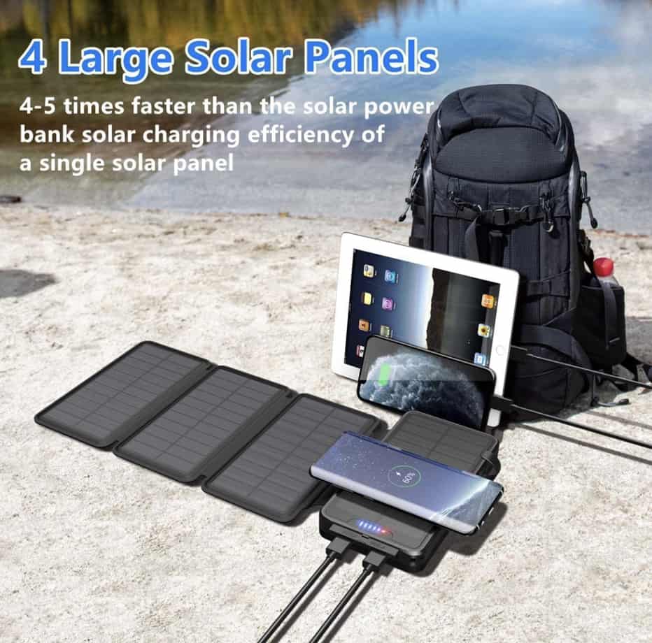 product display in use The Qisa Solar Charger 35800mAh Solar Power Bank In Use