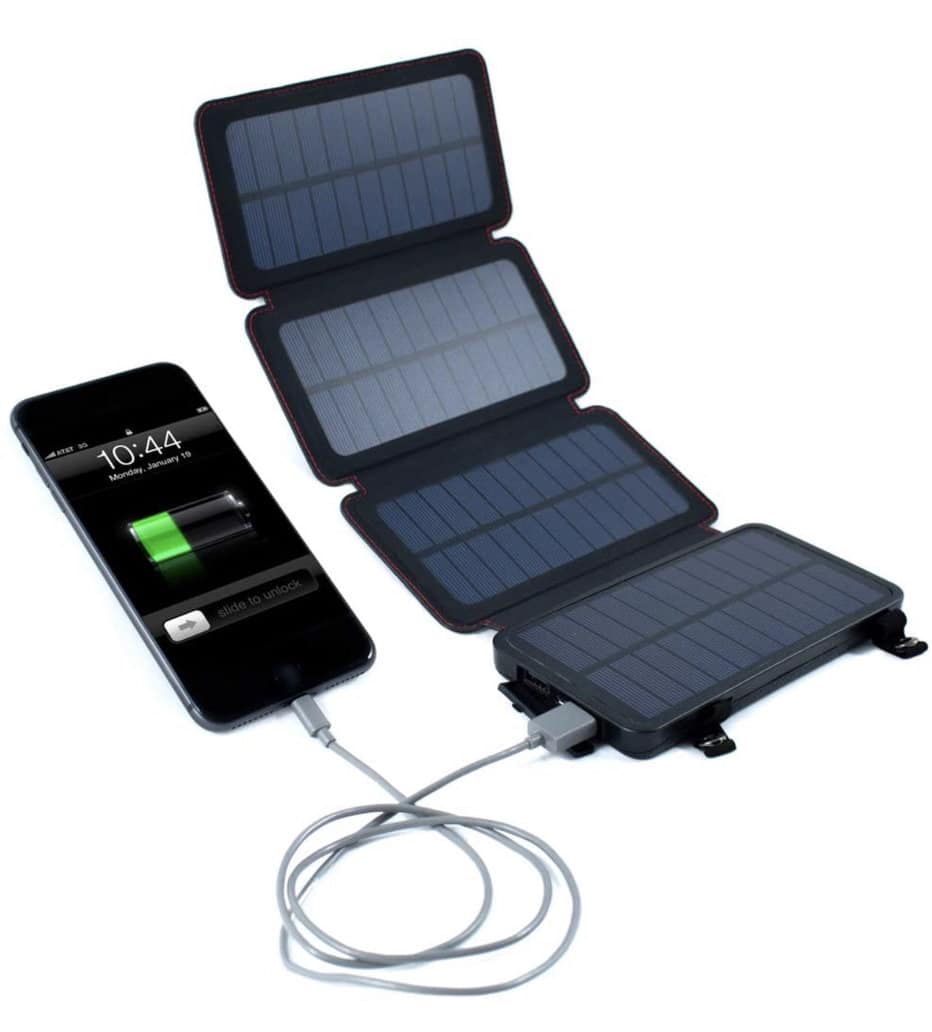 17 Best Solar Chargers for Backpacking - 2023 12 A display of the Survival Frog QuadroPro Power Bank