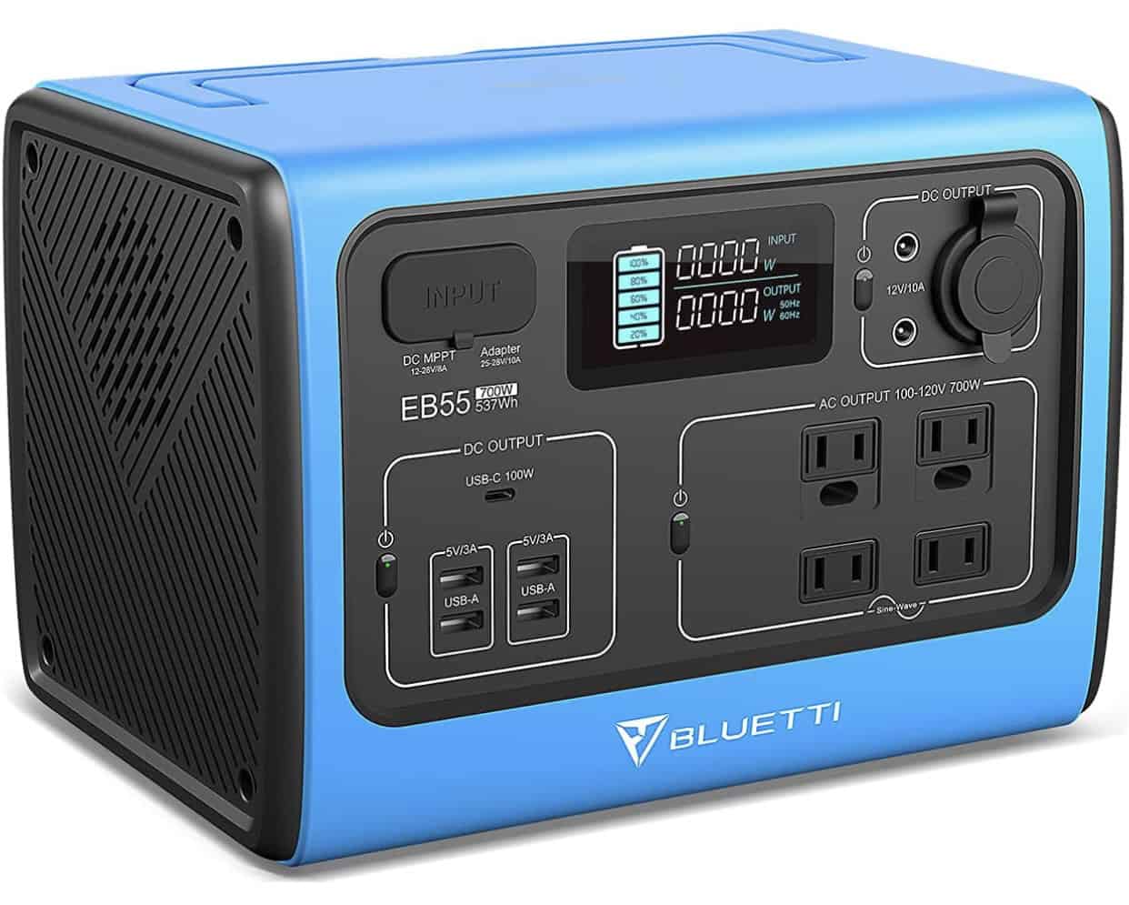 13 Best Solar Generators for Camping - Buyer's Guide 24 A display of the BLUETTI EB55 portable solar generator