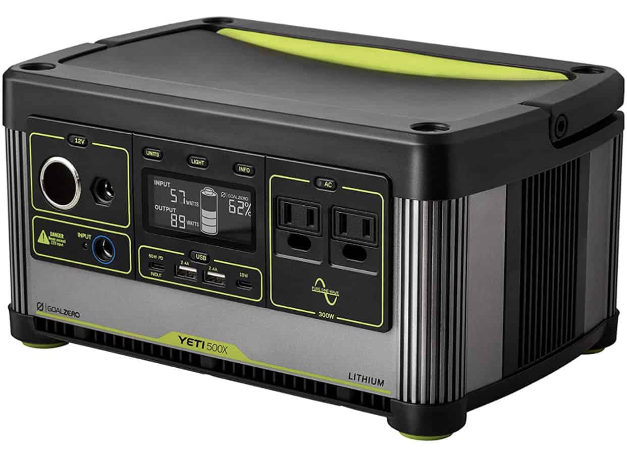 Product display A display of the Goal Zero Yeti 500X portable solar generator