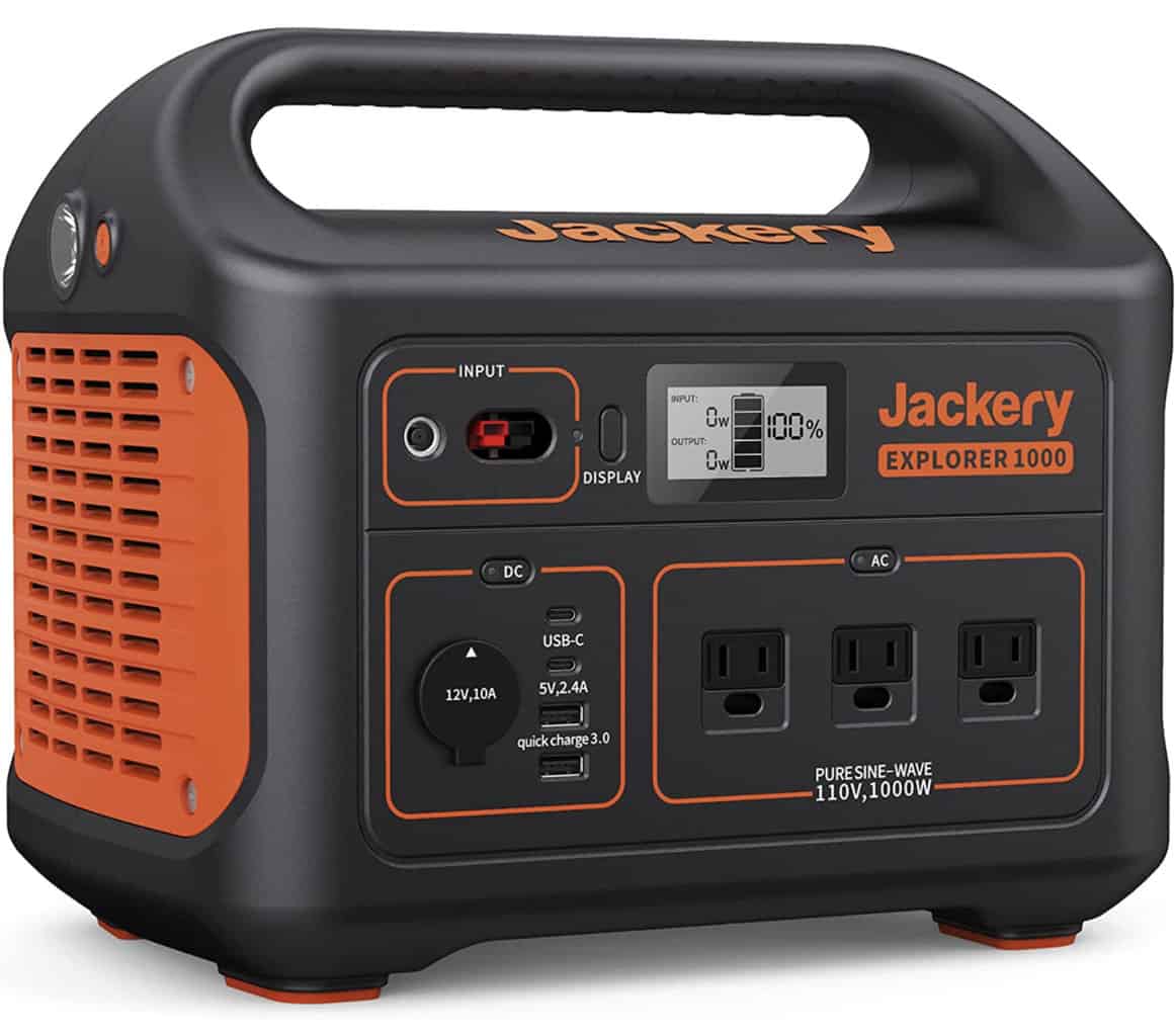 Product display A display of the Jackery Explorer 1000 portable solar generator