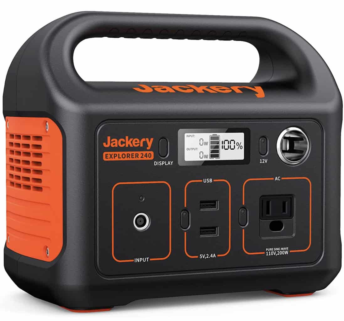 Product display A display of the Jackery Explorer 240 solar generator