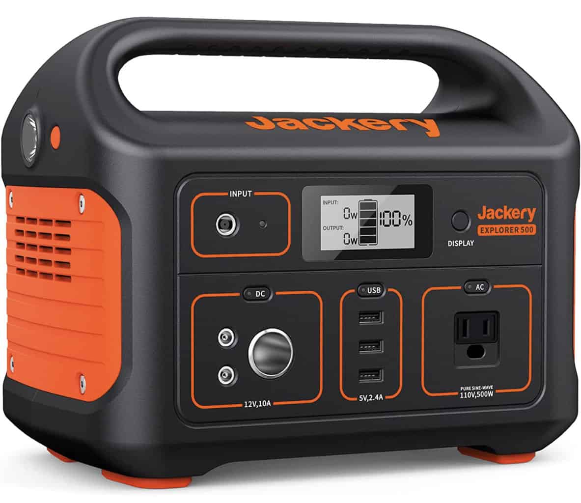 Product display A display of the Jackery Explorer 500 portable solar generator