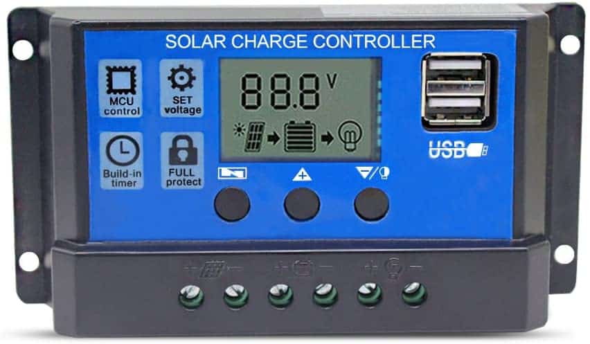 13 Best Solar Generators for Camping - Buyer's Guide 19 a display of a stand alone solar charge controller