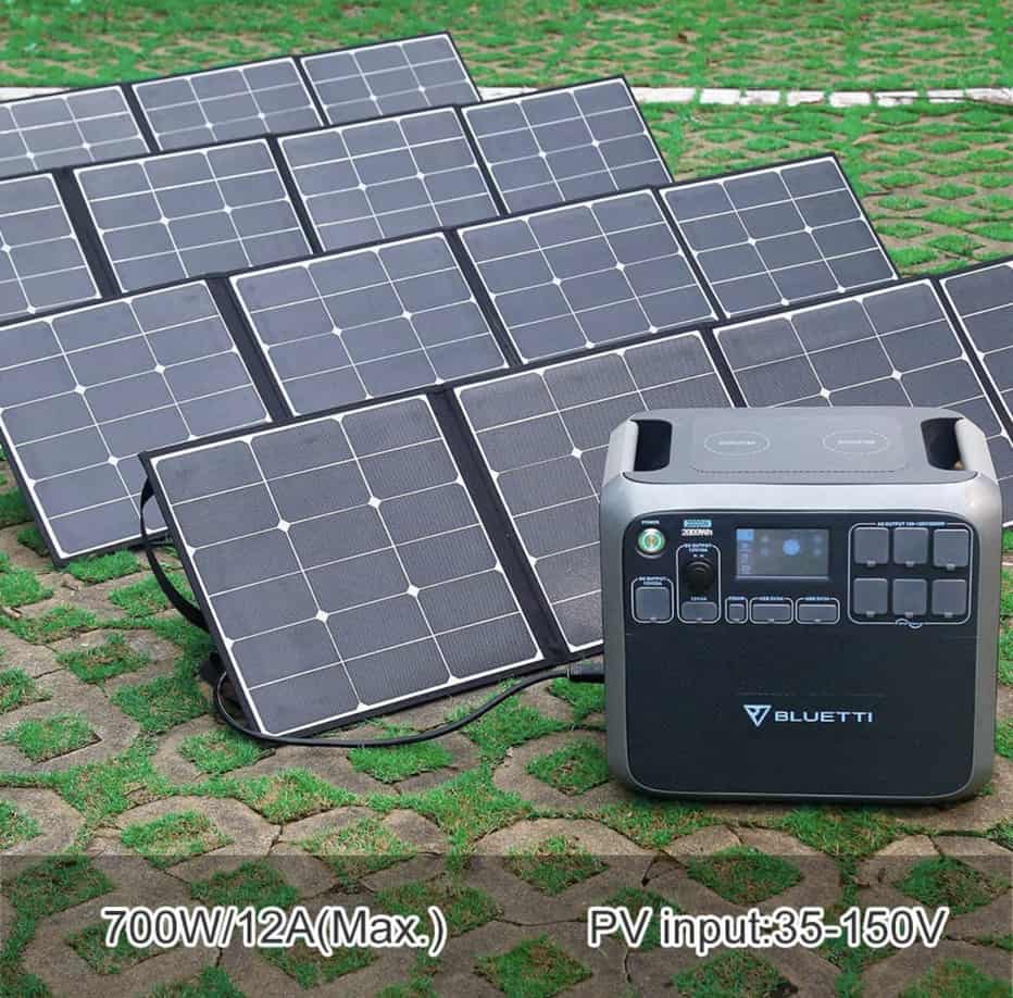 Goal Zero Yeti 3000X vs Bluetti AC200P - 5 Differences You Need to Know 8 Bluetti AC200P connected to solar panels